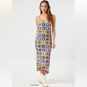 Crochet granny square midi dress nwot